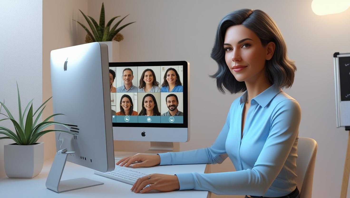 Mercedes Valladares impartiendo formación online con dirección y equipos conectados en videollamada